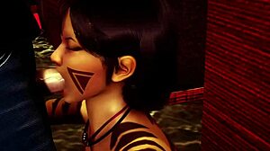 This monster girl from Furrhouse chapter 16 part 1 goes all out with a deepthroat on those giants, draining balls in the group scene.