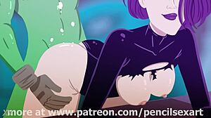 2d animation of beast boy banging raven doggy style by pencilsexart