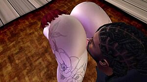 Black Man Fucks Redhead White Woman Hard on Rug in Second Life