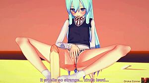 sex at the beach with cute 19-year-old blue-haired girl. she gets fucked hard missionary in koikatsu.
