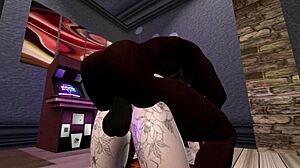 Black Man Fucks Redhead White Woman Hard on Rug in Second Life