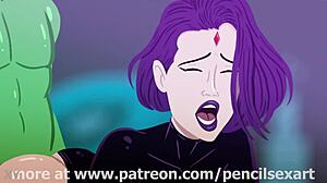 2d animation of beast boy banging raven doggy style by pencilsexart