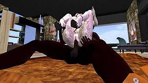 Black Man Fucks Redhead White Woman Hard on Rug in Second Life