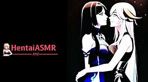 Hentai ASMR Kissing with Lesbian Lovers in Action