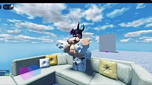 fat whore with big ass and big tits rides monster cock while getting fucked hard in roblox condo