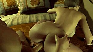 Bald Asian Guy Pounds Curvy Beauty Doggystyle. 3d Fucking with Sexy Hairless Boobs in Action.