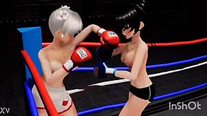 Hentai boxing match shows tits bouncing and intense boob action.