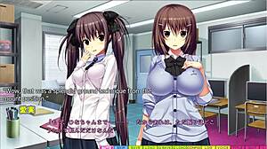 Ayane's lust burns in Tenioha 2 part 3. She sucks cock hard in the bathroom.