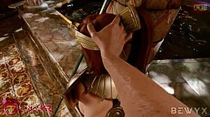 Prim Rose gets fucked doggystyle in bath house with big tits redhead nipples and ass in hentai animation