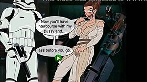 Star Wars parody explodes with huge tits femdom action!