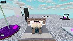 White slut takes big black cock fucking in Roblox