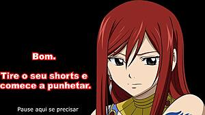 Hentai Anime Femdom Joi with Erza Scarlet Titania Catching You Spying in Orgasm Scene Pt-Br