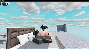 White slut takes big black cock fucking in Roblox