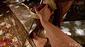 Prim Rose gets fucked doggystyle in bath house with big tits redhead nipples and ass in hentai animation