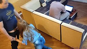 Hot Wife Cheats with Husband's Friend While He Works on Laptop NTR