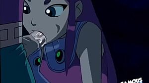 Robin eating out Estel in Batman anime style