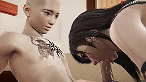 Tifa Lockhart delivers a surprising blowjob in Final Fantasy 3D with big tits and see-through elements