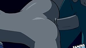 罗宾在蝙蝠侠动漫风格中舔Estel