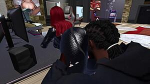 Black Man Fucks Redhead White Woman on Computer Desk and Chair