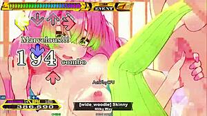 Ddr chart features skinny dancer with big tits nipples