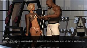 wife shocks husband by sucking huge bbc at gym. hottest 3d porn game action!