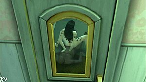 Esposa con tetas grandes engaña con polla negra monstruosa en Sims4