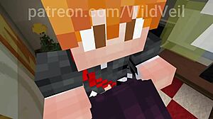 yoruichi from bleach takes ichigo deep in minecraft missionary action. steamy anime lust awaits!