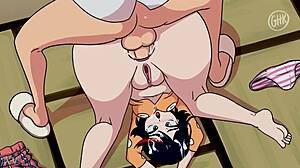 Pajama Ryuuko from Kill La Kill gets anal action. She takes a facial from huge cock.