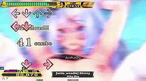 Ddr chart features skinny dancer with big tits nipples