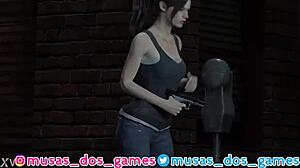 I can't believe Claire from Resident Evil is squirting on that zombie in these 3d game animations