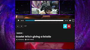 Bald pussy Marika bangs Scarlet Witch with sloppy blowjob dildo action!