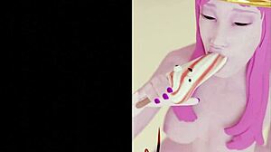 princess bubblegum enjoys a massive blowjob in this anime scene