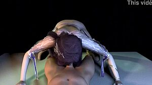 Hot cosplay slut exposes perfect big tits ass for bukkake gangbang with double penetration on huge cock.