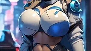 Sexy Short Captures Giant Curvy Woman In 3D Hentai Outfit With Big Tits