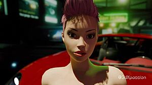 Big Tits Street Wear Girl Gets Fucked Hard in Dark Neon Room Cyberpunk Style