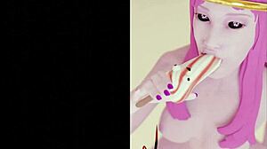 princess bubblegum enjoys a massive blowjob in this anime scene