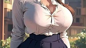 Sexy Short Captures Giant Curvy Woman In 3D Hentai Outfit With Big Tits