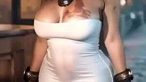 Sexy Short Captures Giant Curvy Woman In 3D Hentai Outfit With Big Tits