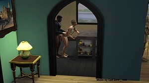 BBC Kitchen Sims 4 SFM with Blonde Handjob Doggystyle and Blowjob