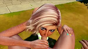 Teen gets fucked in public park with handjob and blowjob