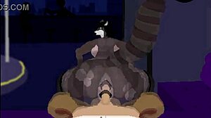 Racoon Girl Rides Big Cock In Furry Anal Creampie At Strip Club POV