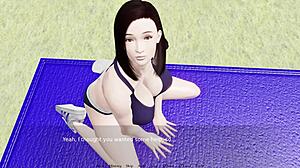 krivolaká milf v outfite dáva blowjob s obrovskými oppai v anime hentai gameplay.