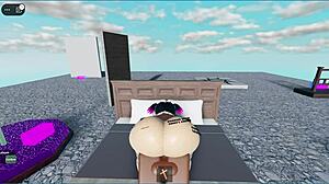 In the shadowy Roblox world, a desperate whore encounters a massive black cock for intense fucking. She takes every thrust eagerly