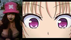 Hotwife with Big Tits and Curvy Body Watches Anime While Assfucked