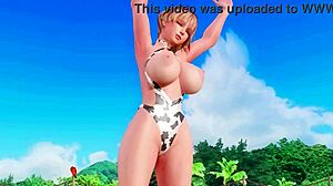 Meg Stretches Nude On Beach With Big Tits In 3d Hentai Scene