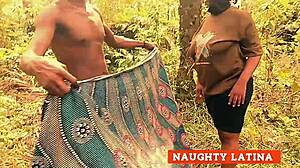 Amateur Horny Wife Rides Dark Man in Wild Bush Encounter