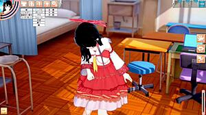 Reimu gets tit squeezing and handjob in 3dcg big tits anime from touhou project