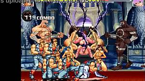 The succubus Lilith faced a wild gangbang in the hentai mugen game with creampie doggystyle action