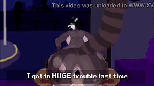 Racoon Girl Rides Big Cock In Furry Anal Creampie At Strip Club POV