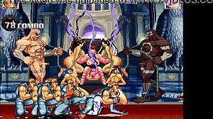 The succubus Lilith faced a wild gangbang in the hentai mugen game with creampie doggystyle action